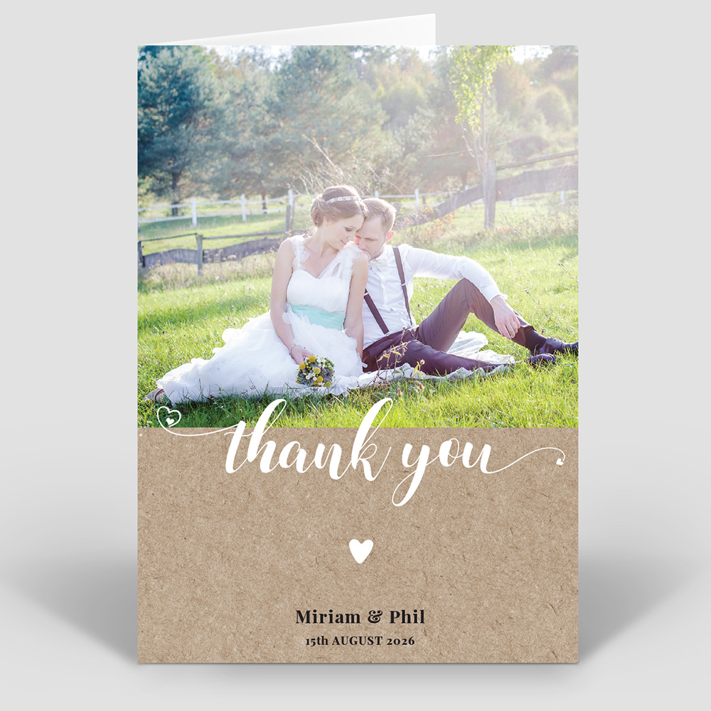 Paper heart, wedding thank you card by Cedar Tree