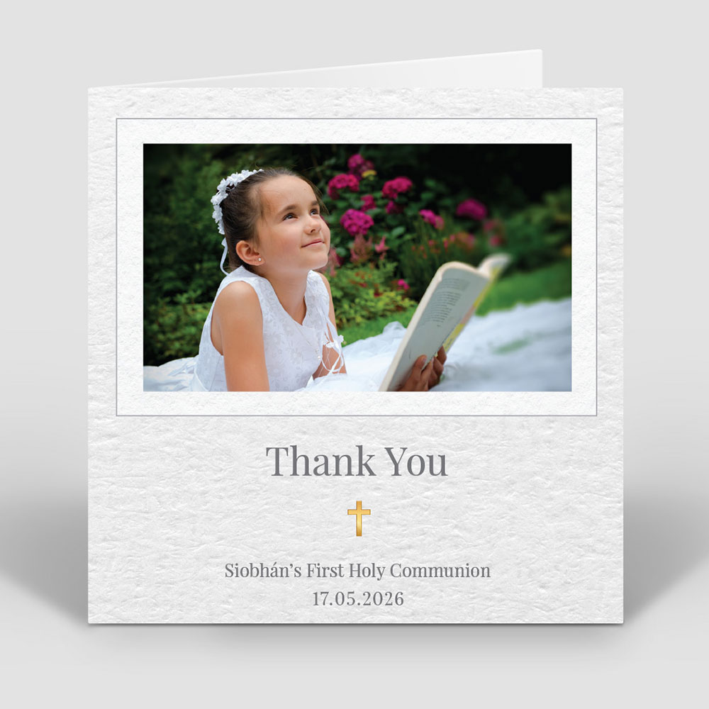 Heartfelt Communion, first Holy Communion thank you card