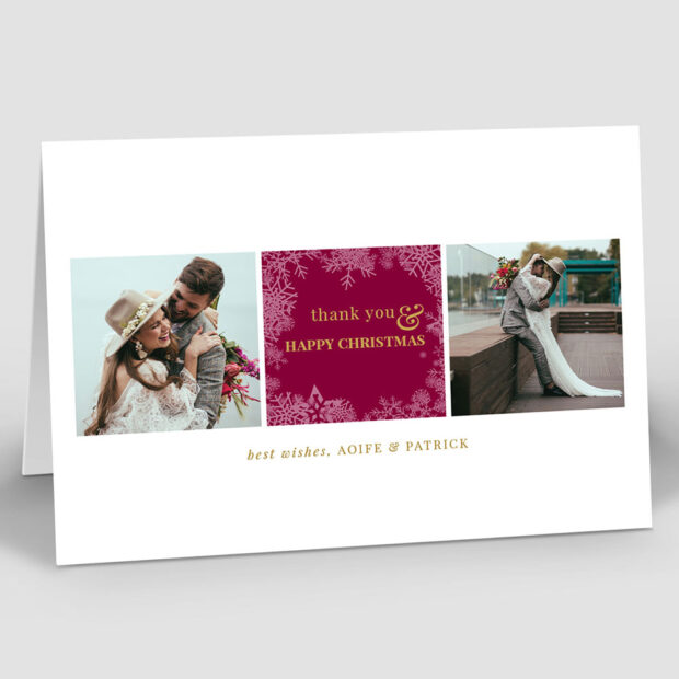 Christmas Wishes, Christmas themed Wedding Thank You Card