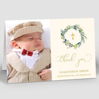 Christening Wreath Thank You Card