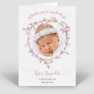 Pink Blossom Christening Thank You Card