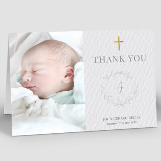 Subtle Wreath Christening Thank You Card